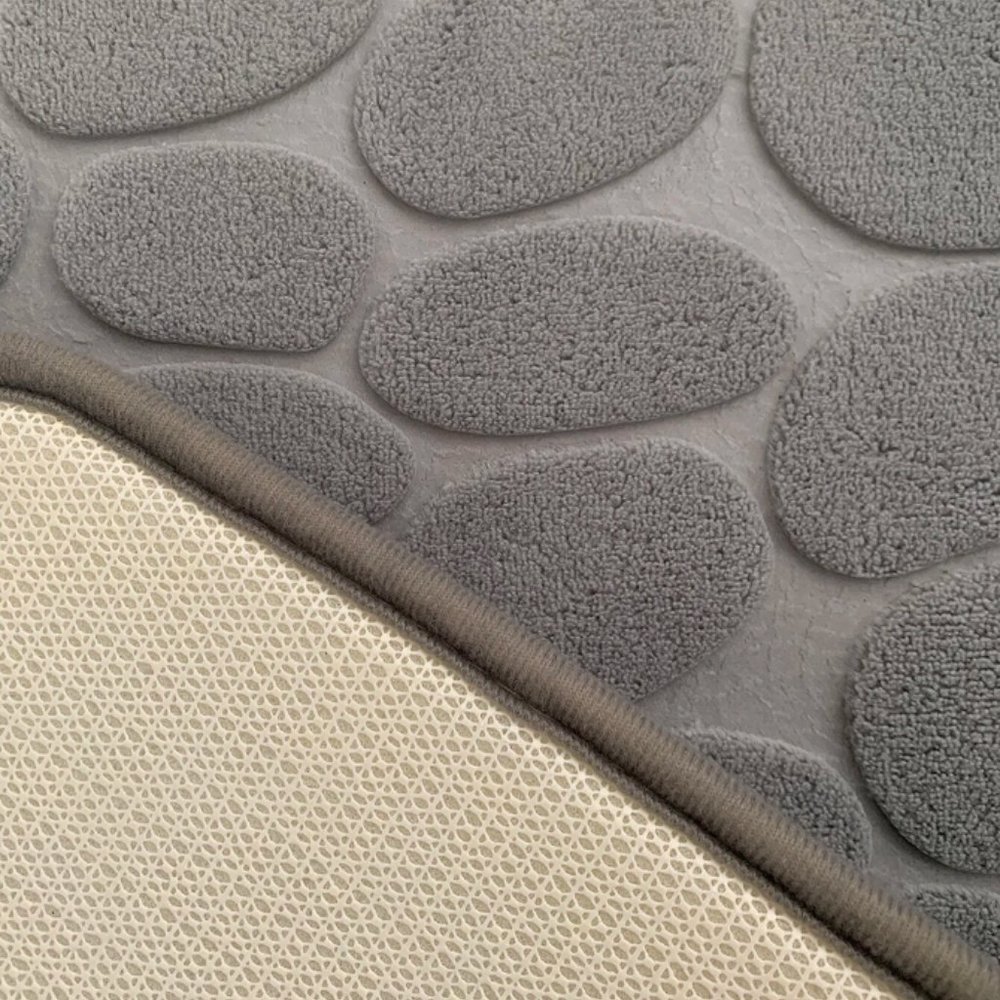 Cobblestone Embossed Bathroom Bath Mat, Memory Foam Pad, Washable Bath Rug - Picture 7 of 8